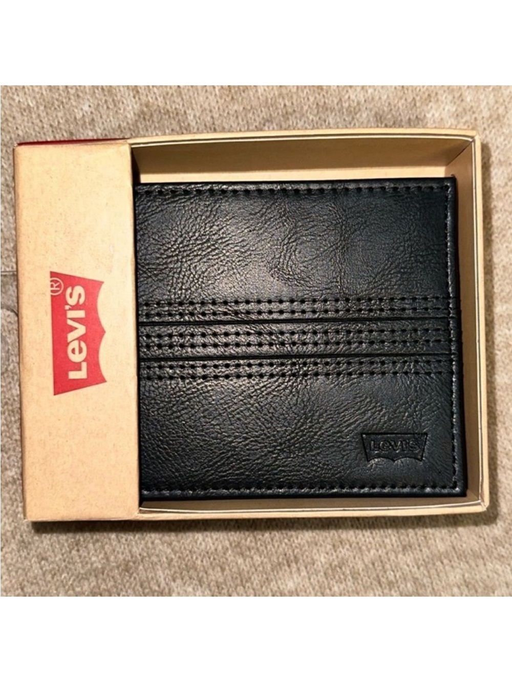 LEVI’S Men’s Black Leather RFID Protection Bifold Wallet